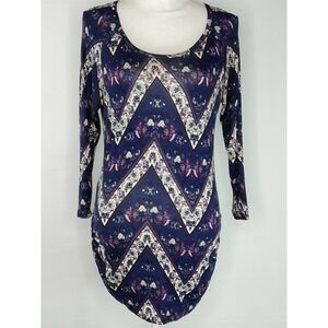 Eyelash Couture Womens Top Size S Shirt Blouse Casual Long Sleeve Multicolor